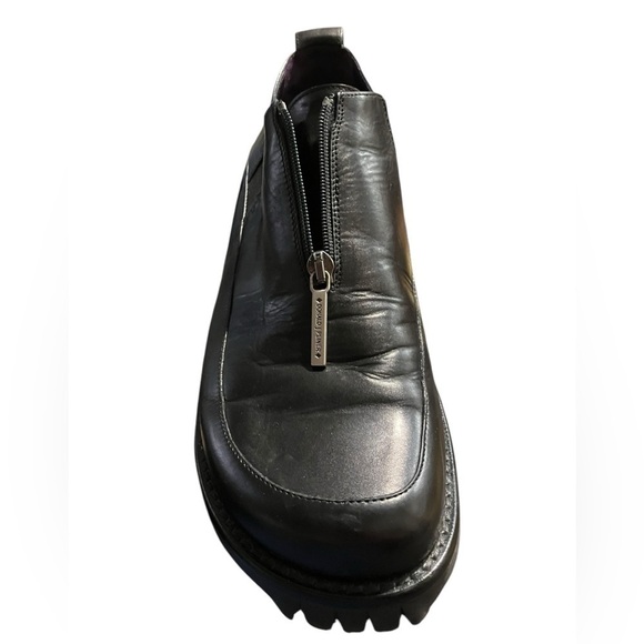 Sport Donald J Pliner Leather Zip Loafers Black Chunky Lug Sole Womens Size 10 M - Picture 4 of 14